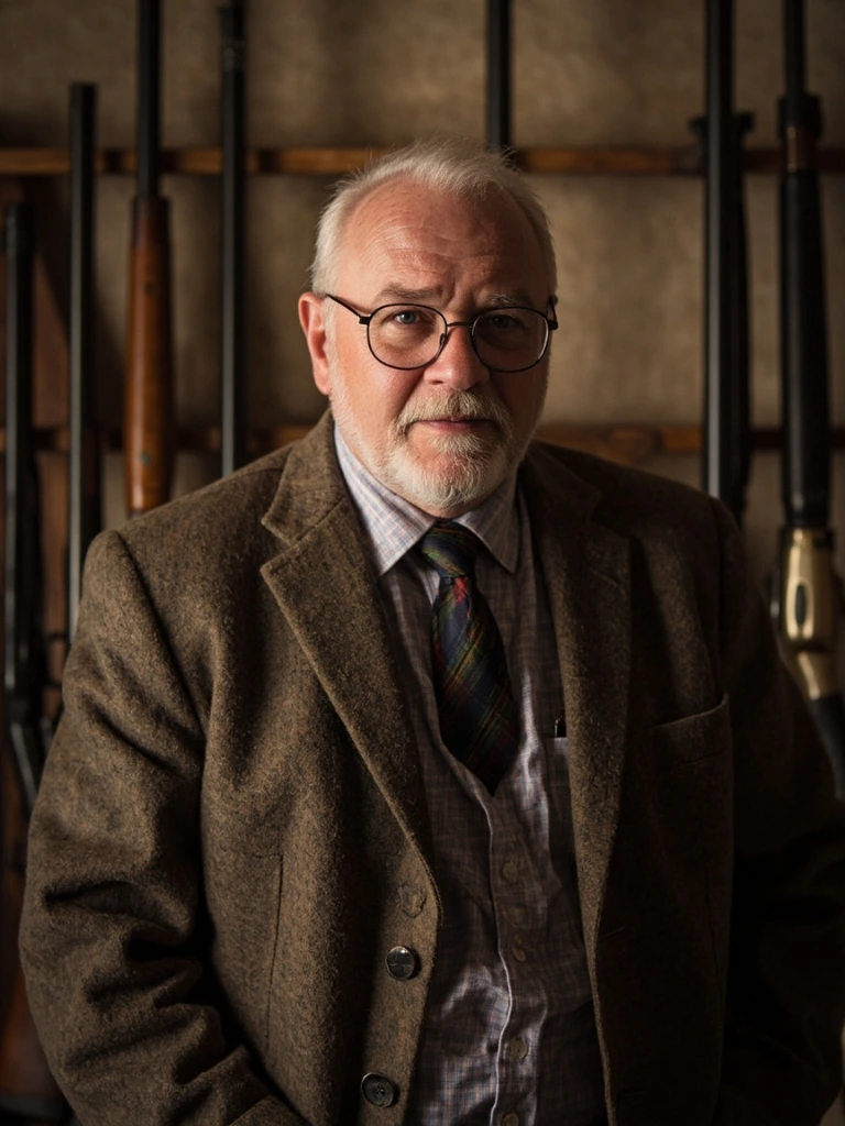 Portrait of a senior firearms coach in the Tetbury gunroom