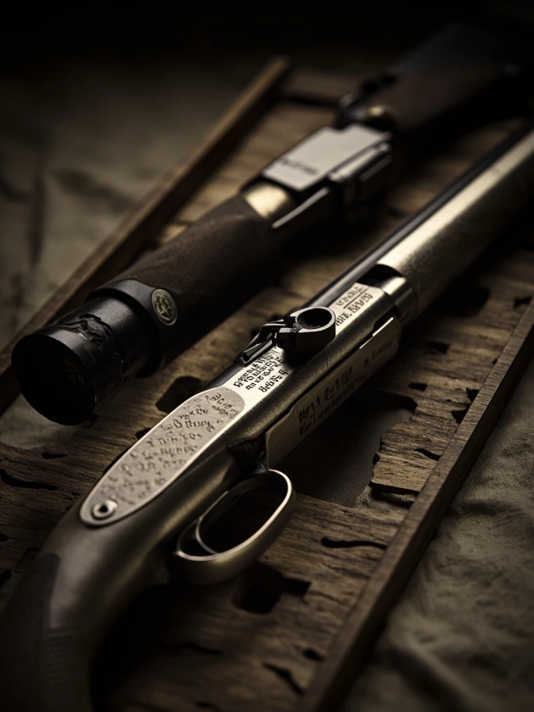 Section 5 controlled firearm displayed on a walnut tray